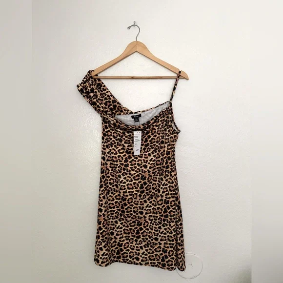Nasty Gal Womens Twisted Asymmetrical Mini Dress - Leopard - Picture 2 of 14